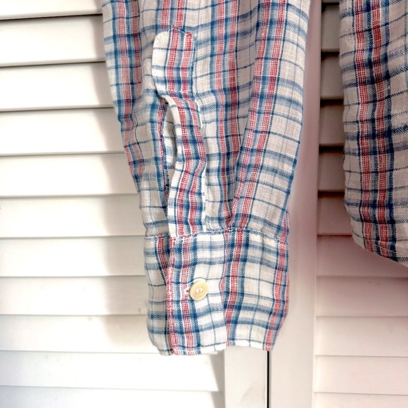 CP SHADES Men’s Linen Double Gauze Button Down Plaid Shirt Size Medium - Picture 5 of 7